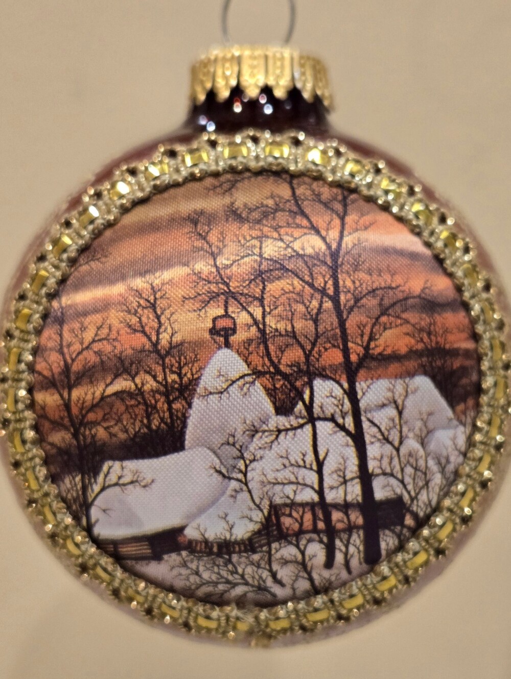 Vintage Chrismas By Krebs Snowy Village Holiday Ornament
